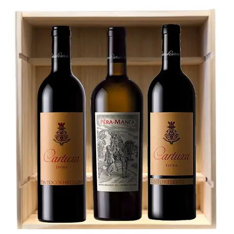 Kit 3 Vinhos Cartuxa Colheita – Cartuxa Reserva – Pera Manca Branco – Cx madeira