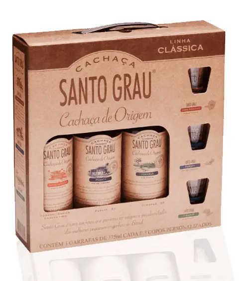 Kit 3 Miniatura Cachaça Santo Grau 375 ml