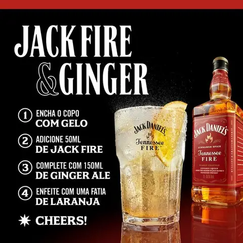 Kit Jack Daniels Fire 1000 ml + Copo