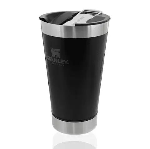 Copo Térmico Stanley Preto Com Tampa de Cerveja 473 ml