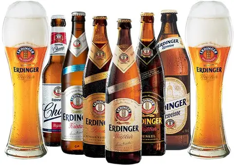 Kit Degustação 6 Cervejas Erdinger c/ 2 Copos