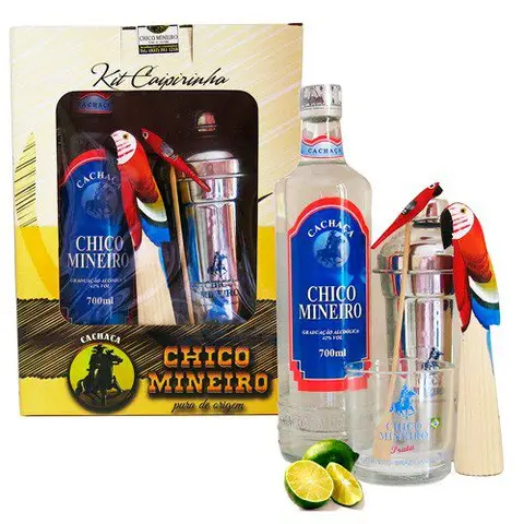 Kit Caipirinha Cachaça Chico Mineiro Prata 700 ml – Copo e Coqueteleira