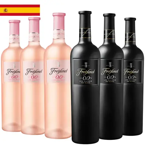 Kit 6 Garrafas Vinho Tinto e Rosé Freixenet Sem Álcool 750ml