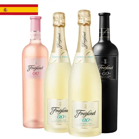 Kit 4 Garrafas Vinho Tinto Rosé e Espumante Freixenet Sem Álcool 750ml