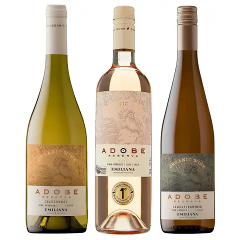 Combo 3 Garrafas Vinho Adobe Reserva Organic 750ml